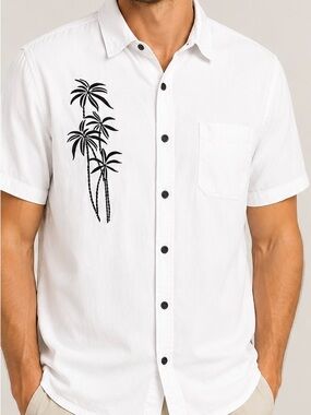 Cotton Collection White Button-Up T-Shirt